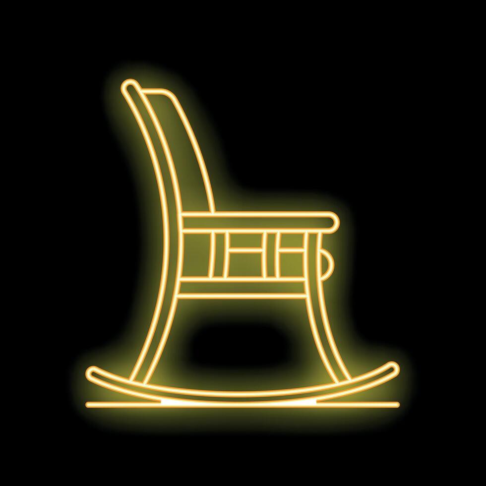 Neon rocking chair glowing on a black background vector