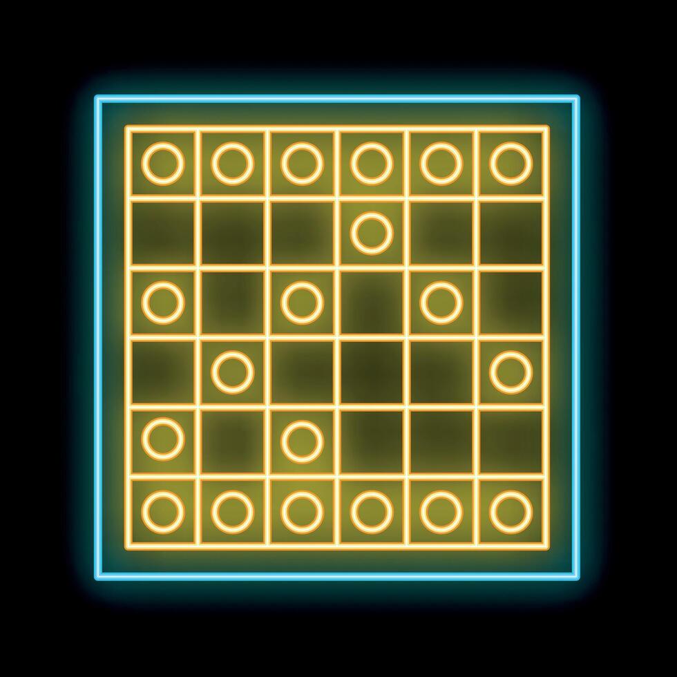 Glowing neon line board game icon isolated on black background vector illustration