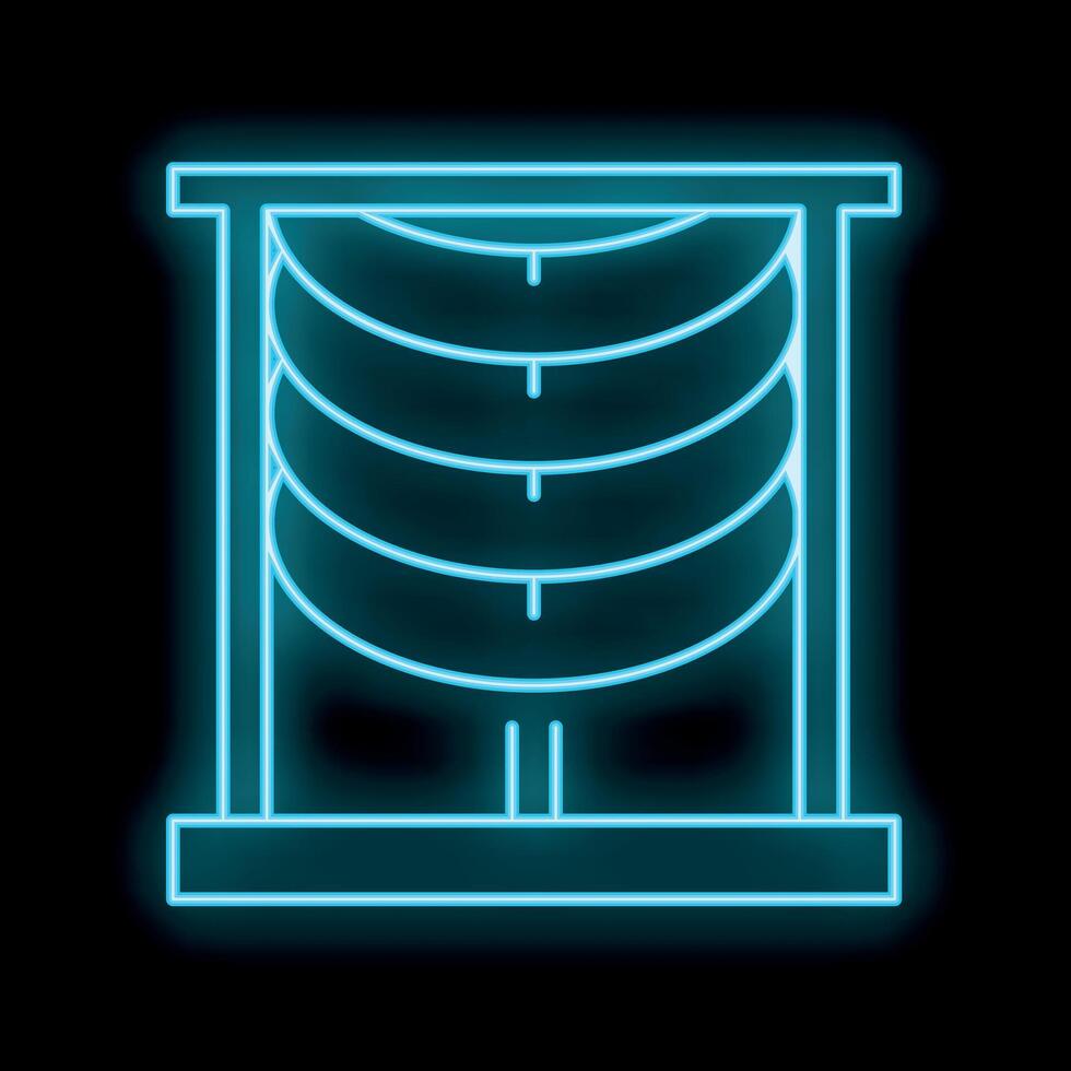 Glowing neon line louver window icon isolated on black background vector illustration