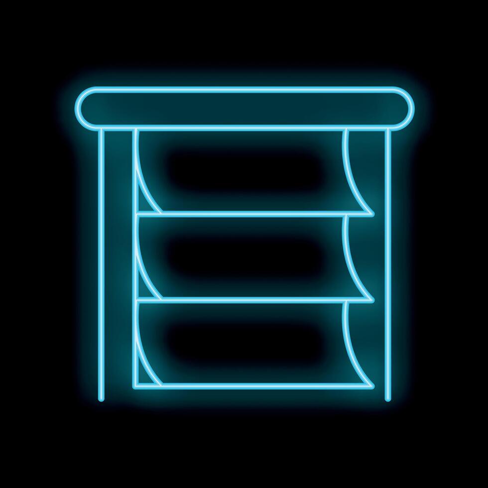Blue neon glowing jalousie window on a black background vector