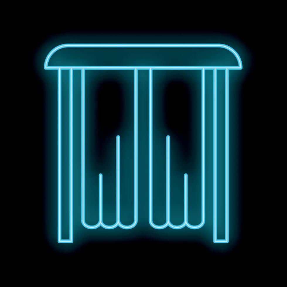 Glowing neon line waterfall icon isolated on black background vector