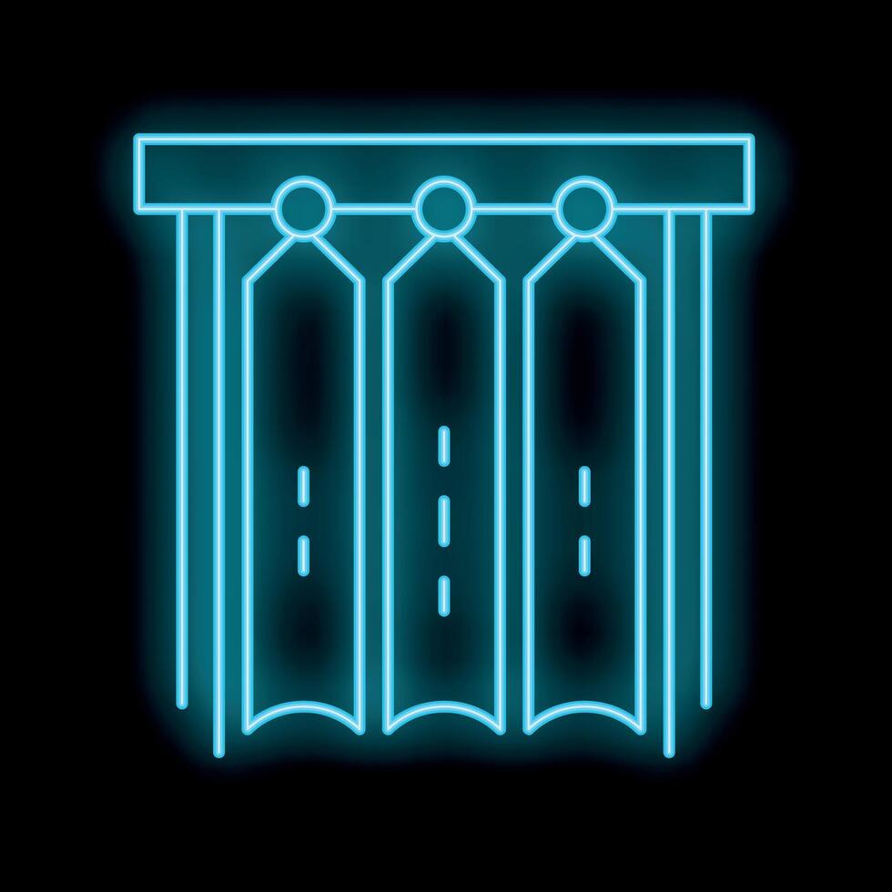 Blue neon curtain glowing on a black background vector