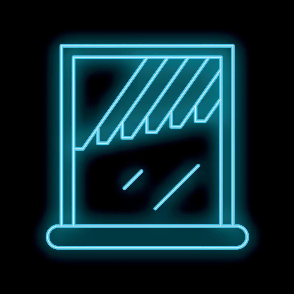 Glowing neon line office window icon isolated on black background vector