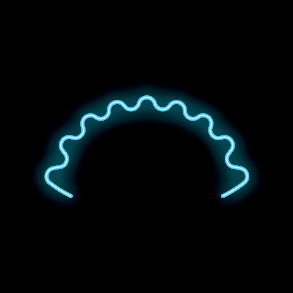 Neon light representing empanada forming wavy line on black background vector