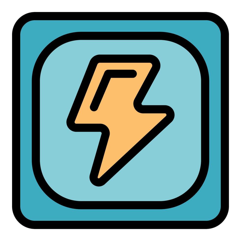 Lightning bolt flashing inside square button icon vector