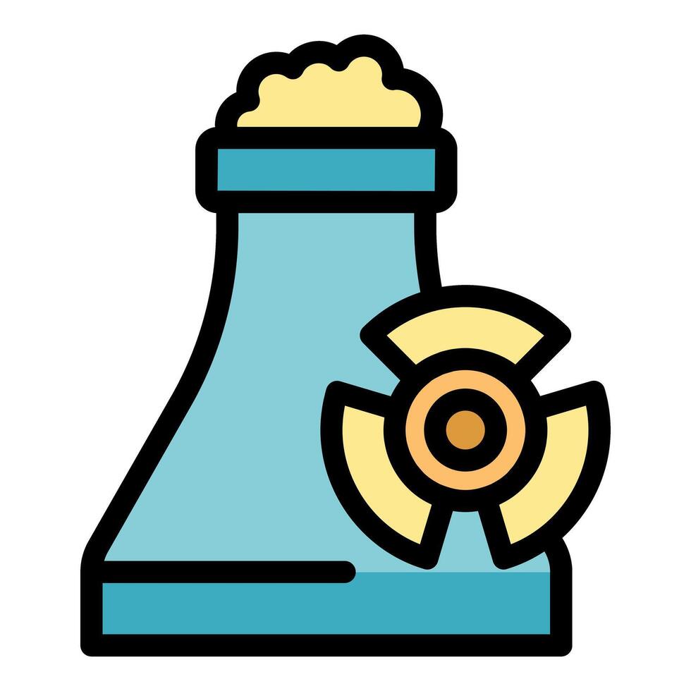 Nuclear power plant emitting smoke with radiation symbol vector