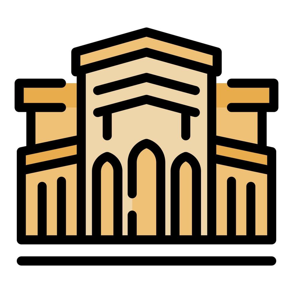 Big ancient building with columns and big central room vector
