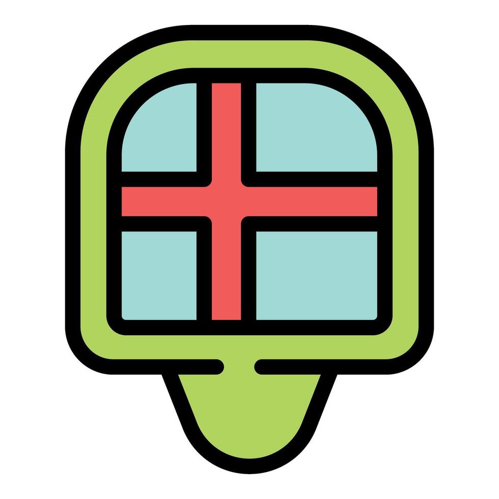 Location pin icon showing hospital location with red cross symbol vector