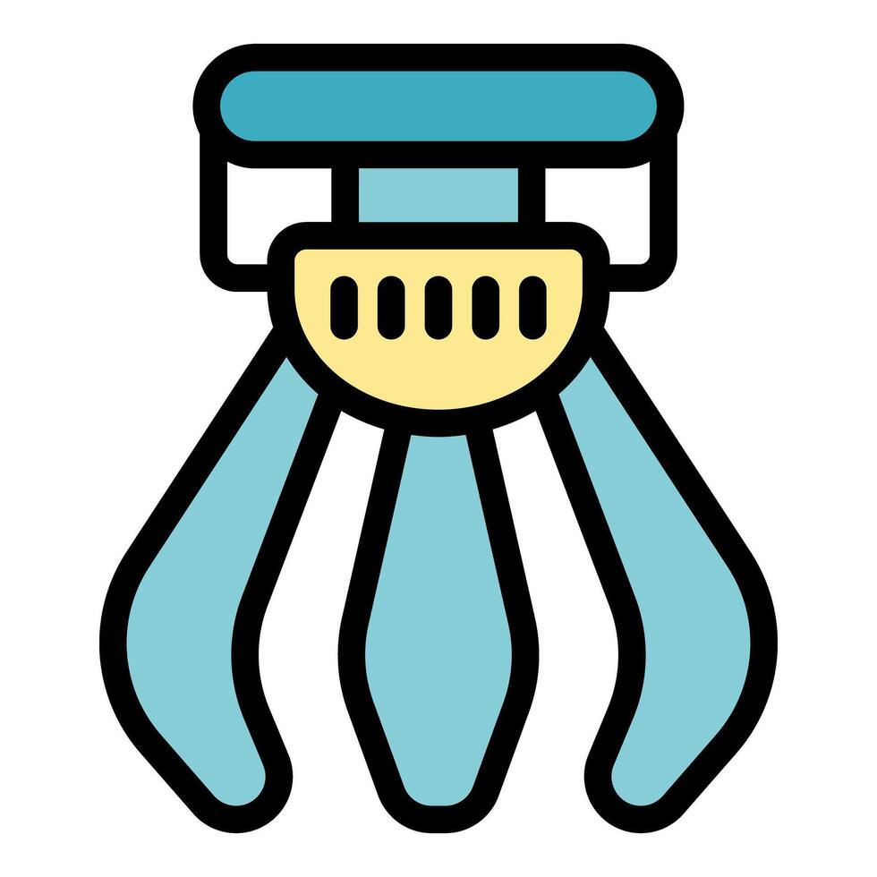 Industrial robot arm picking up object icon vector