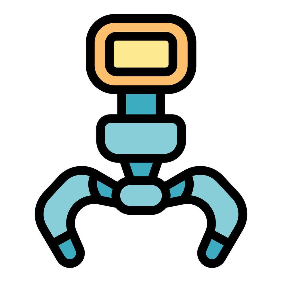Industrial robot arm picking up object icon vector