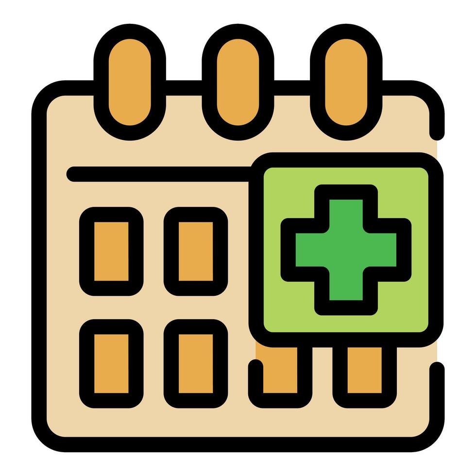 Calendar showing medical appointment with green cross symbol vector