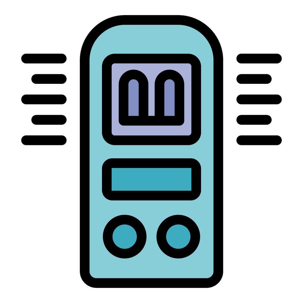Electronic device emitting sound waves with control buttons and display screen vector