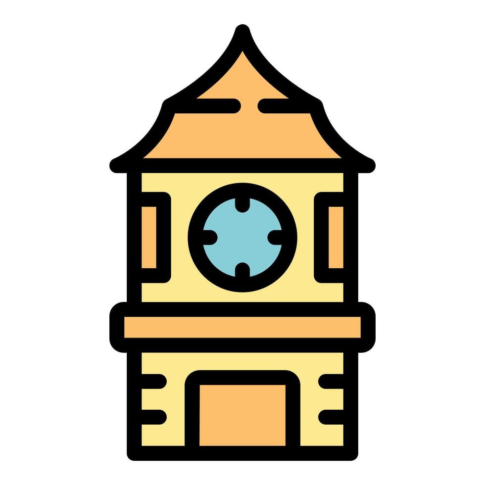 Yellow clock tower showing time passing by vector