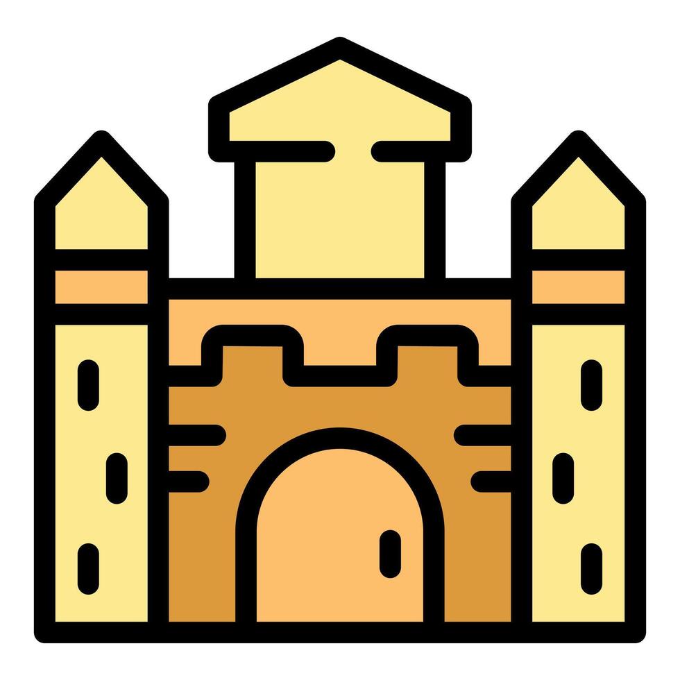 Medieval castle with tower gate and fortified wall illustrating a fortress vector