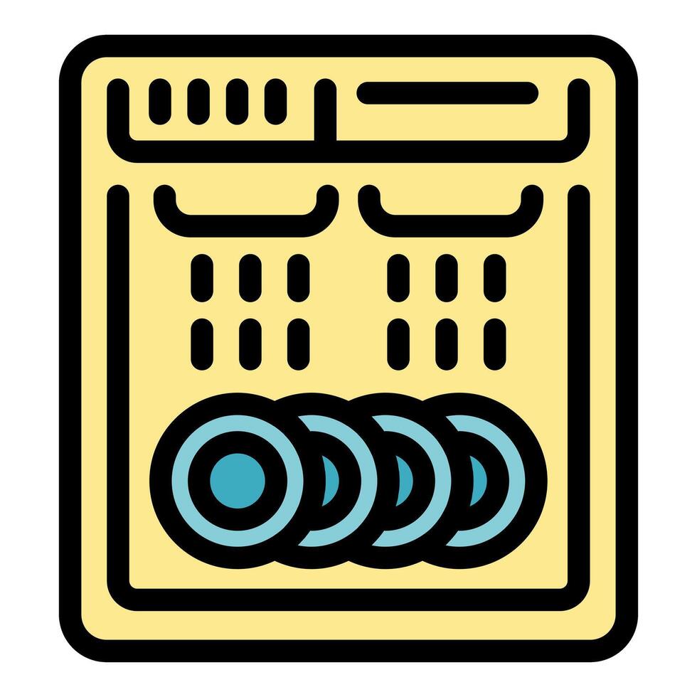 Dishwasher showing plates washing process inside view icon vector