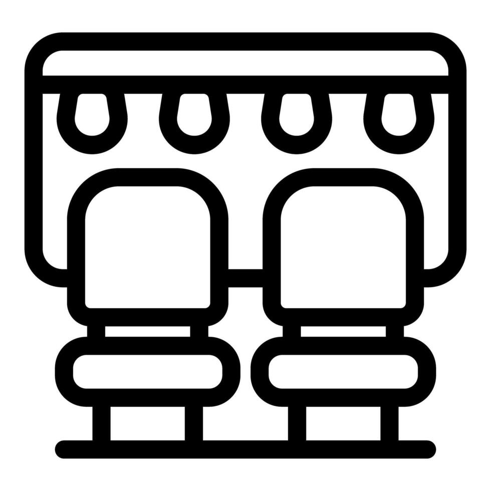 Public transport seats with open luggage compartments icon vector outline