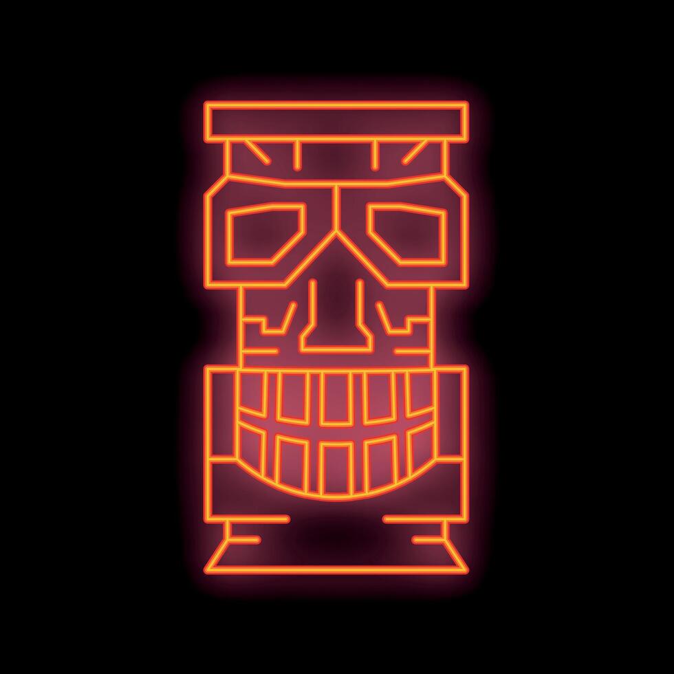 Glowing neon line traditional totem pole icon isolated on a black background, a wooden mask symbol for projects vector