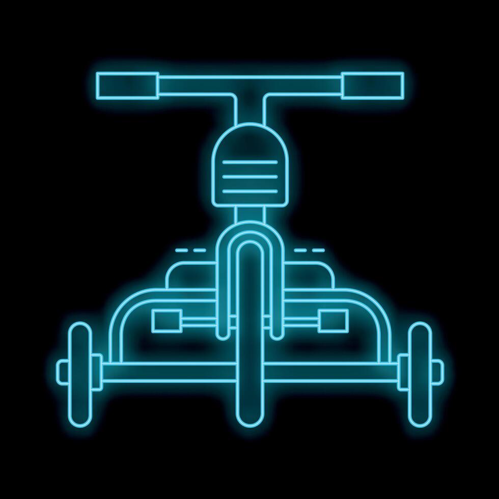 Neon blue tricycle shining in the dark background vector