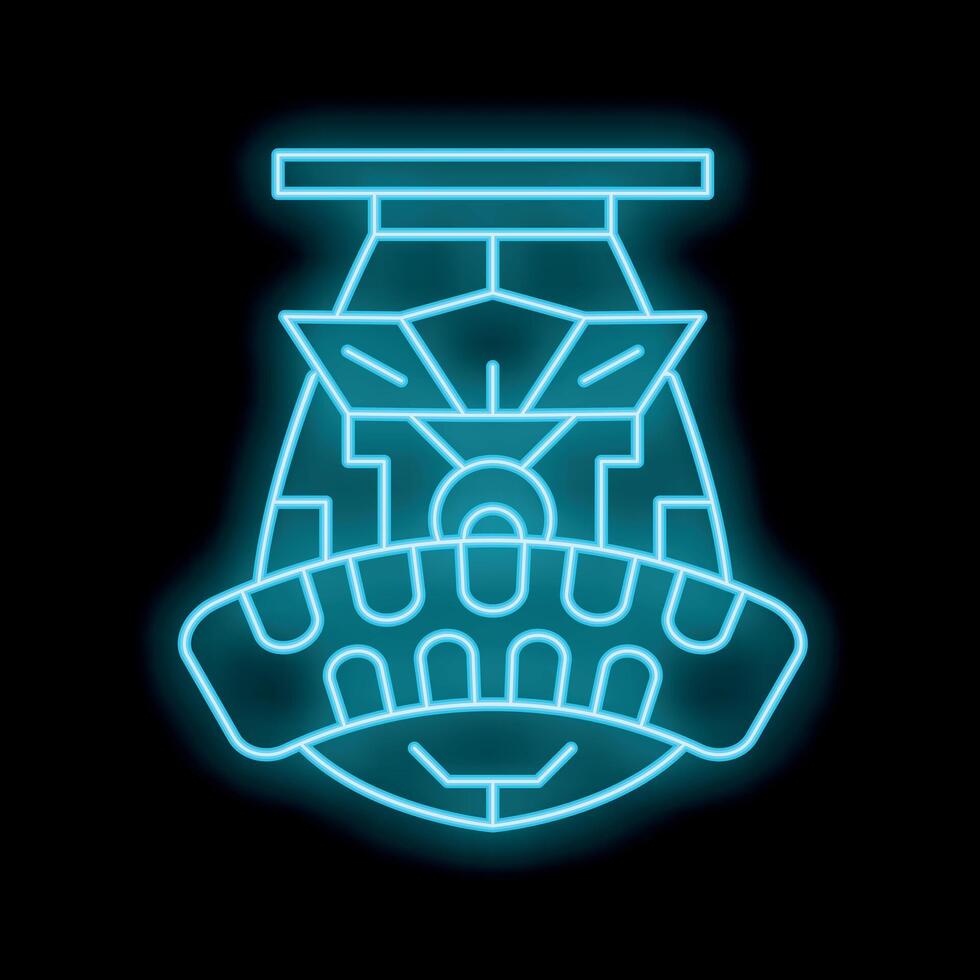 Glowing neon line robot head artificial intelligence icon illustration background vector