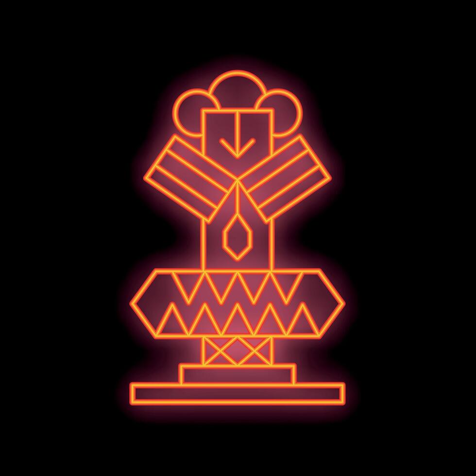 Glowing neon line african totem pole icon isolated on black background vector