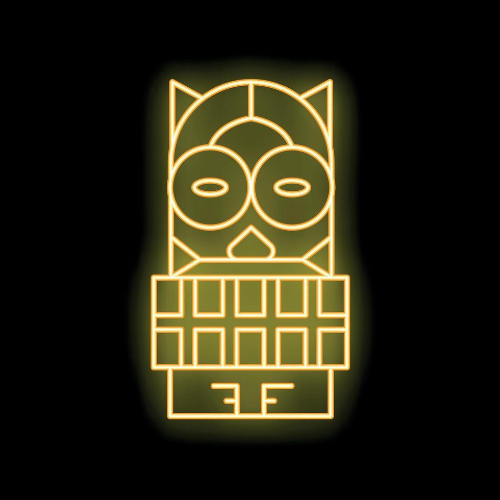 Glowing neon line easter island statue icon isolated on black background vector