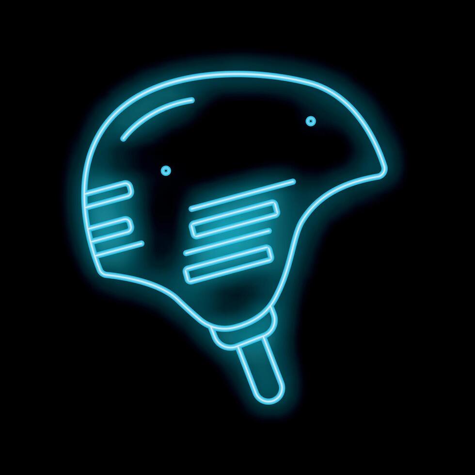 Glowing neon line bicycle helmet icon isolated on black background vector