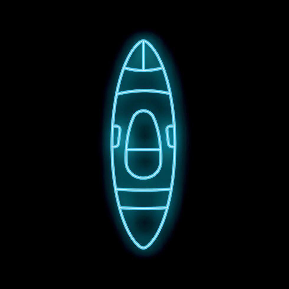 Glowing neon kayak icon for dark background designs vector
