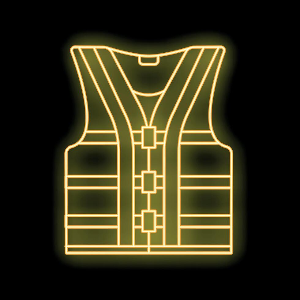 Glowing neon line icon of a life jacket for safety on water vector