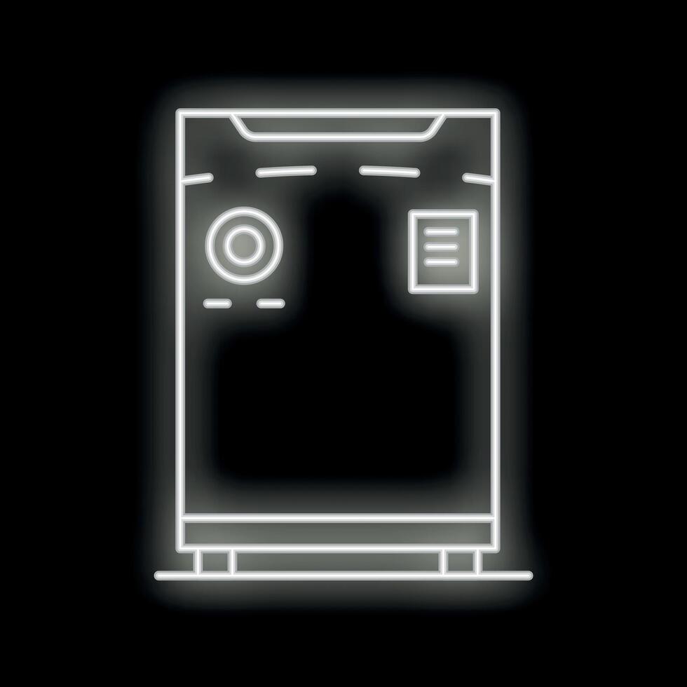 Glowing neon icon of a modern washing machine for laundry service vector