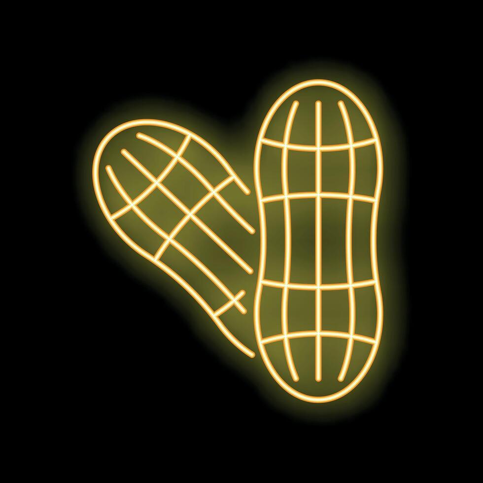 Glowing neon line peanut icon isolated on black background. Vector illustration