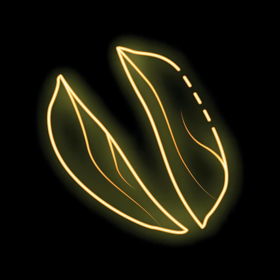 Glowing neon line drawing of a pistachio on a black background vector