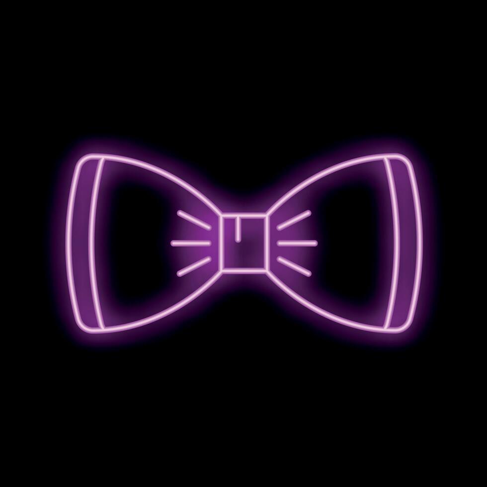 Glowing neon sign bow tie on black background vector