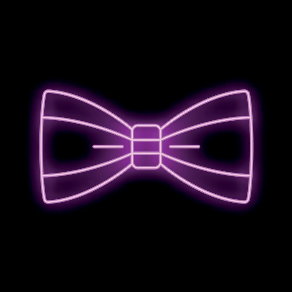 Neon bow tie shining bright on black background vector