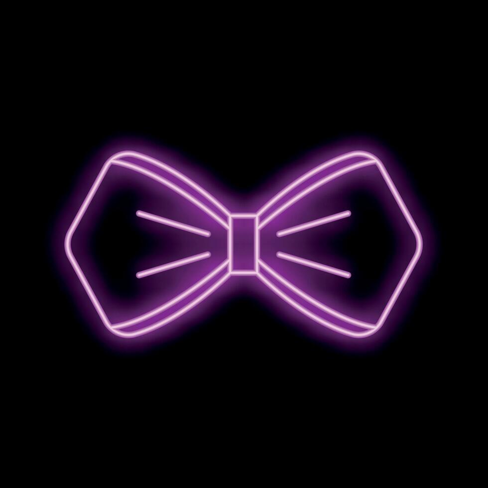 Neon bow tie glowing on black background vector