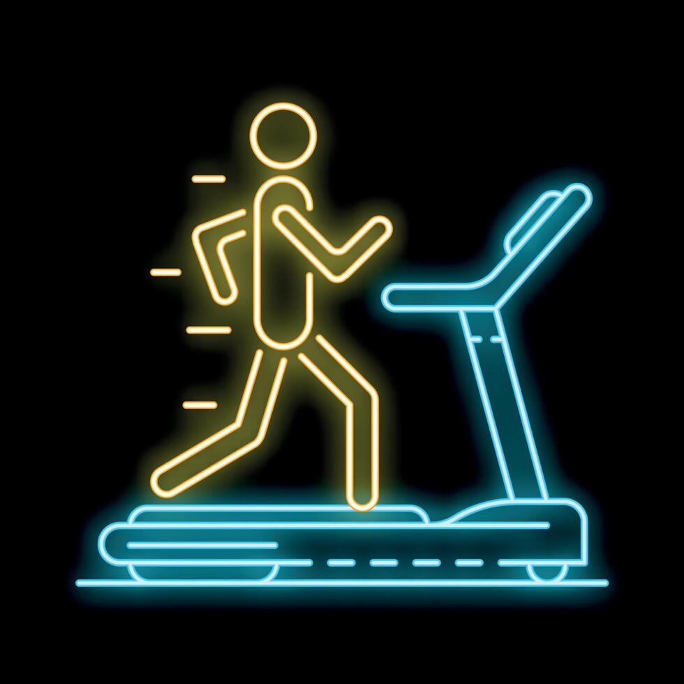 Neon sign of person running on treadmill vector