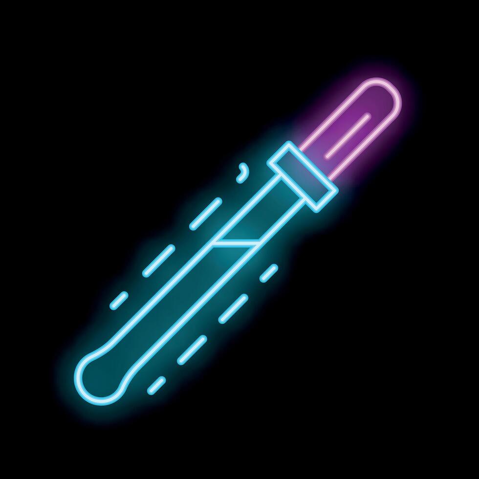 Neon sign of a pipette dropping liquid substance vector
