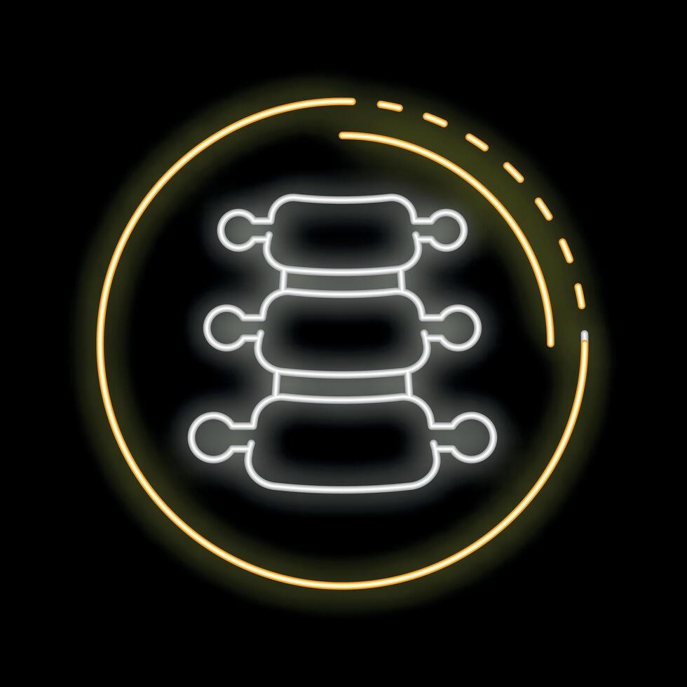 Neon sign showing healthy spine on black background vector