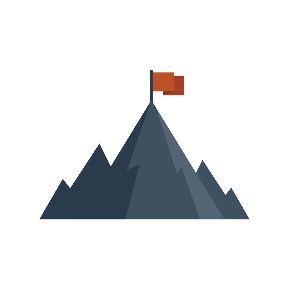 Red flag waving on top of mountain peak showing success vector