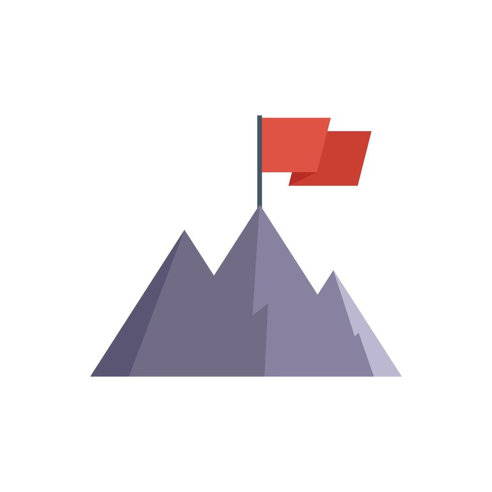 Red flag waving on mountain peak showing success vector