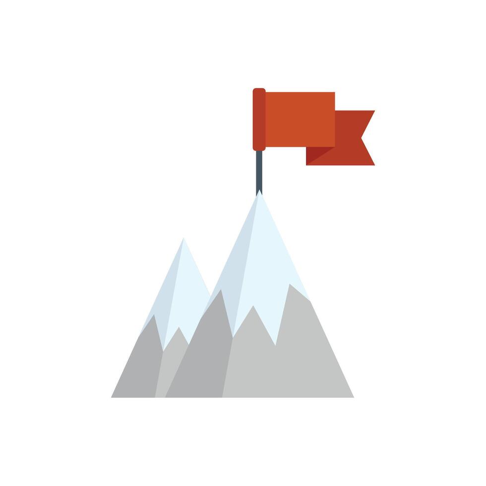 Red flag waving on top of mountain peak showing success vector