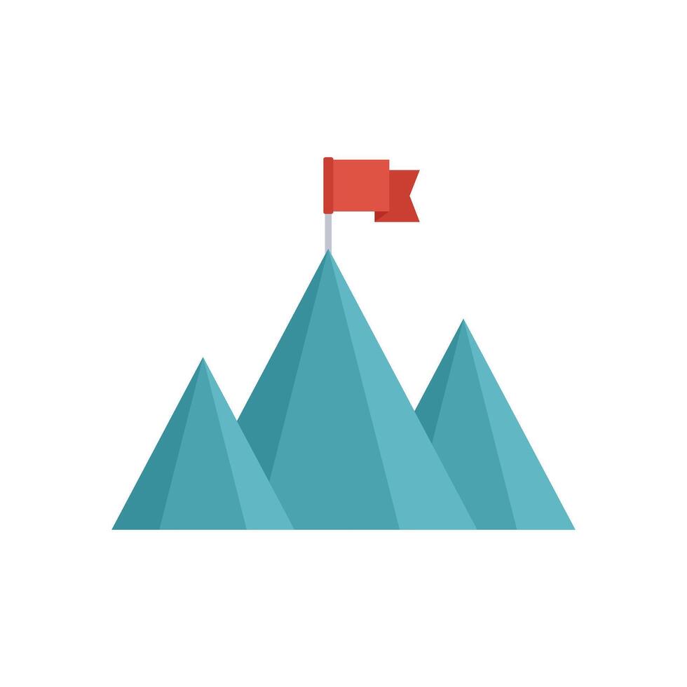 Red flag waving on top of mountain range representing success vector