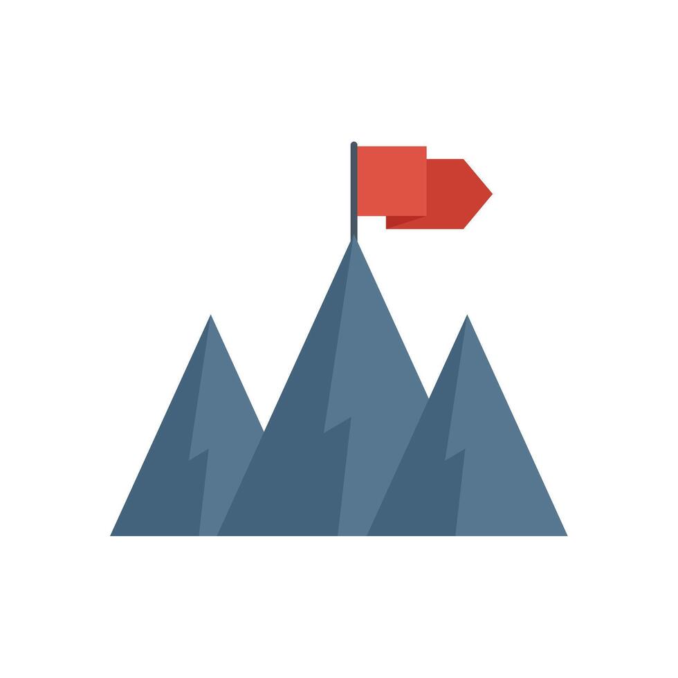 Red flag waving on top of mountain peak showing success vector