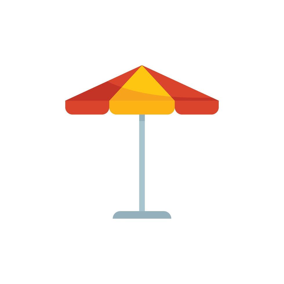 Red and yellow beach umbrella providing shade on the beach vector