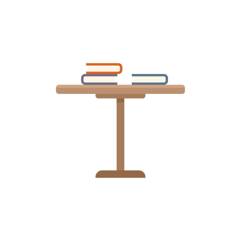 Round table standing with books on top flat vector illustration
