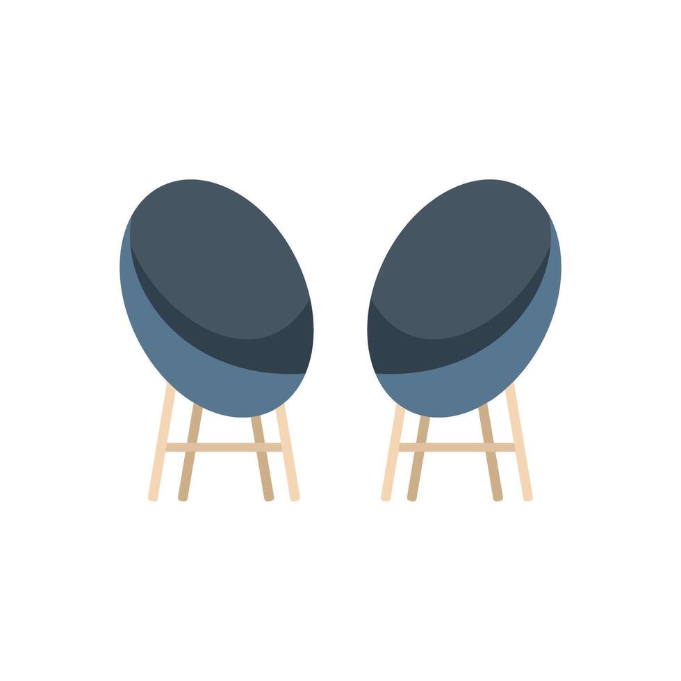 Pair of modern round back chairs sitting side by side vector