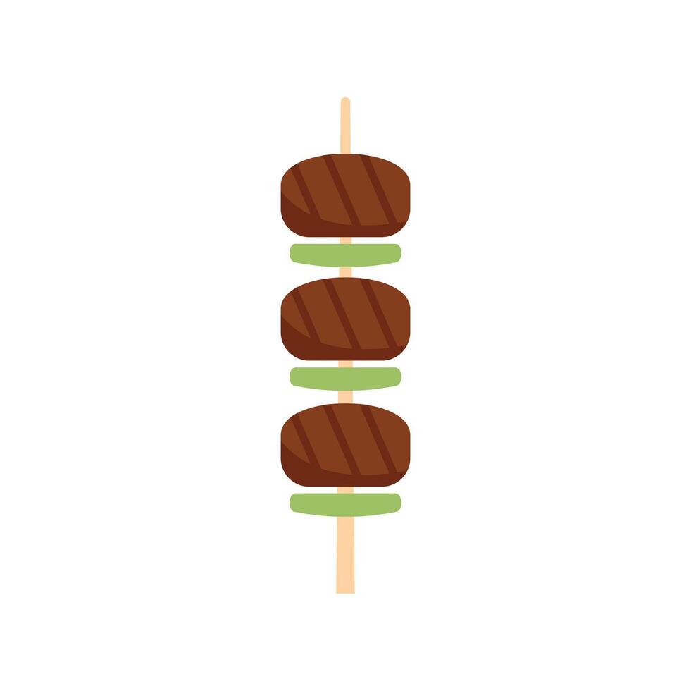 Grilled meatballs and zucchini on a skewer, appetizer icon vector