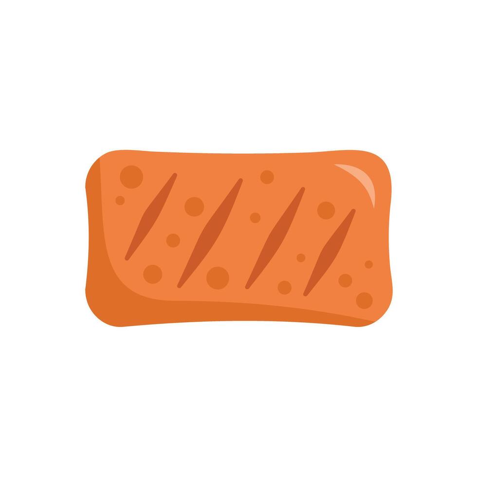 Grilled salmon fillet lying isolated on white background vector