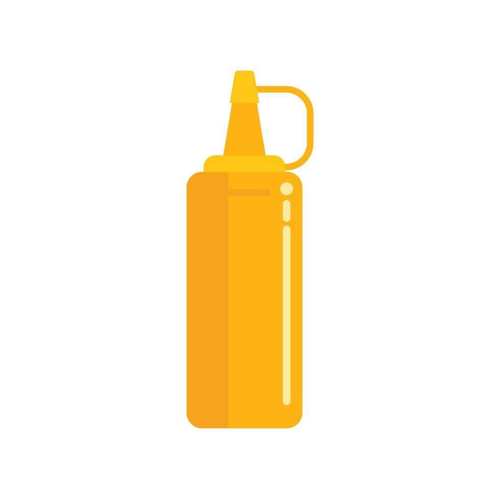 Yellow mustard bottle standing up with white background vector