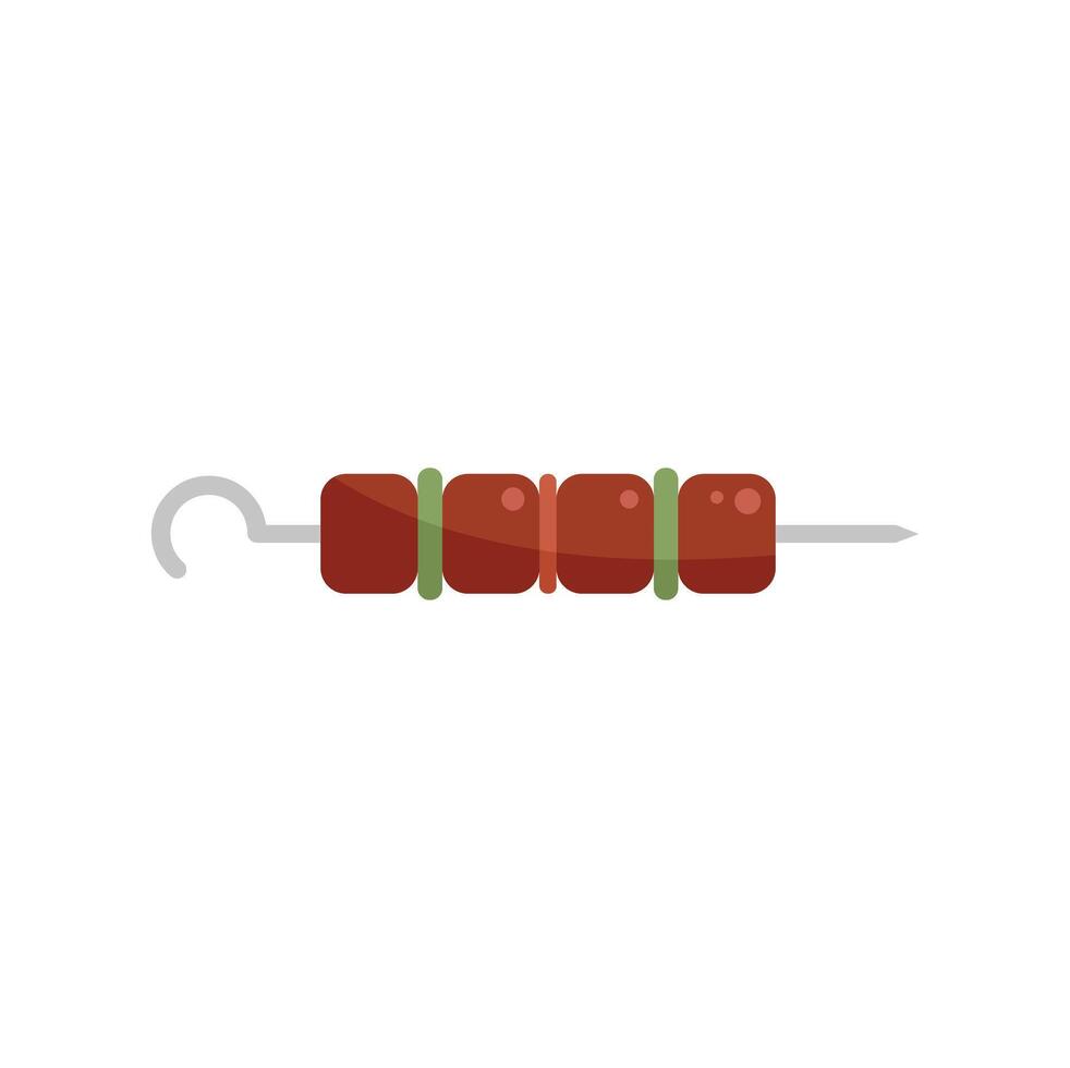 Metal skewer with grilled meat and vegetables for barbecue party vector