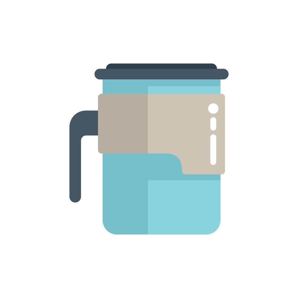 Blue reusable coffee cup with lid and protective grip for hot drinks vector